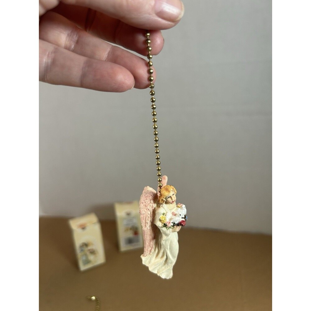 Polystone Angel Ceiling Fan Pull Chain Set Vintage 2.5in Figurine Decor Lot (2) - Picture 5 of 10